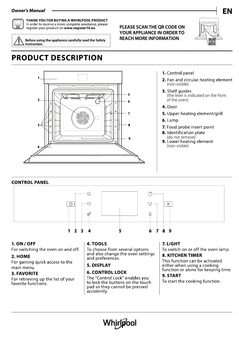 Page 1 de la notice Guide d'installation Whirlpool WOI98FPT2SBA
