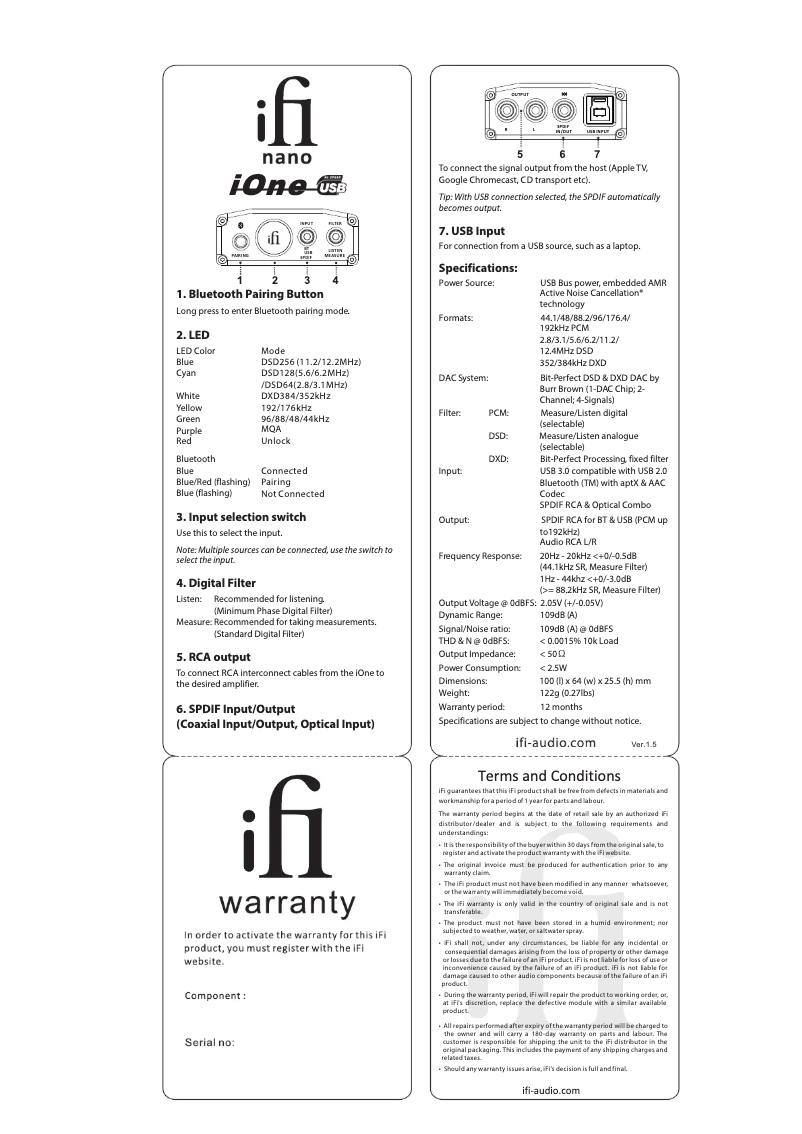 Image de la première page du manuel de l'appareil nano iOne
