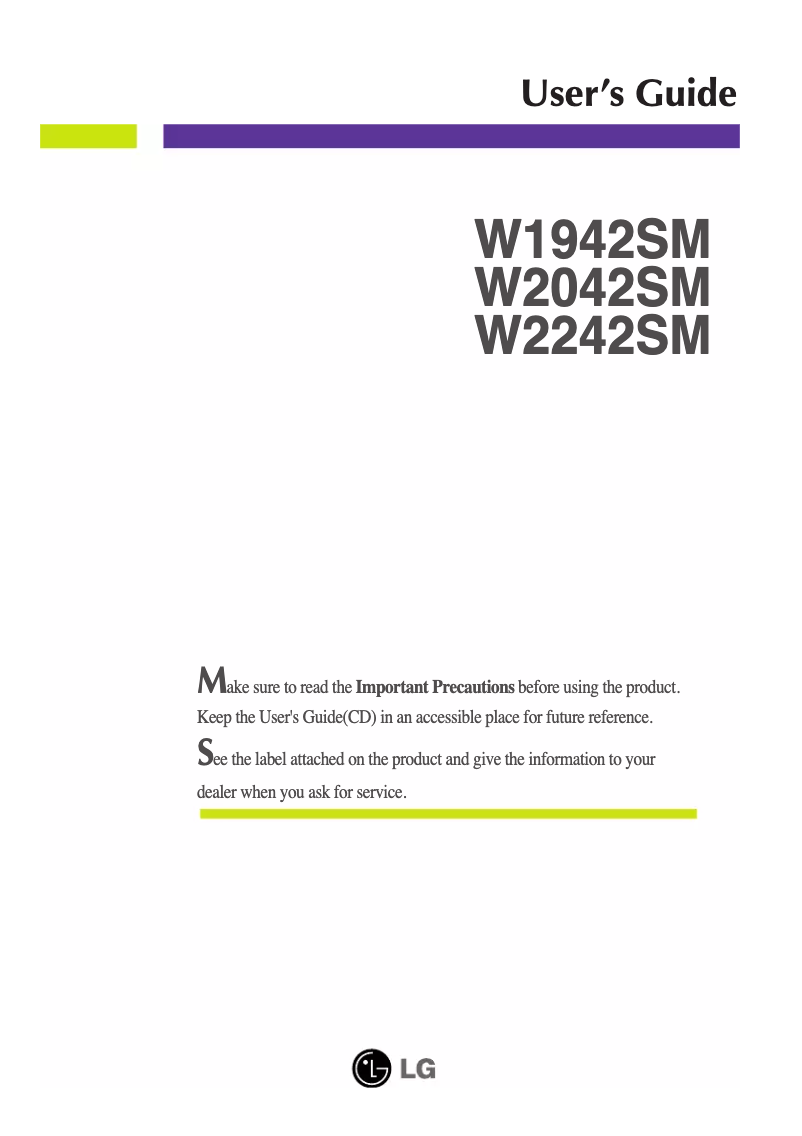 Página 1 del manual Manual de usuario LG W2042SM