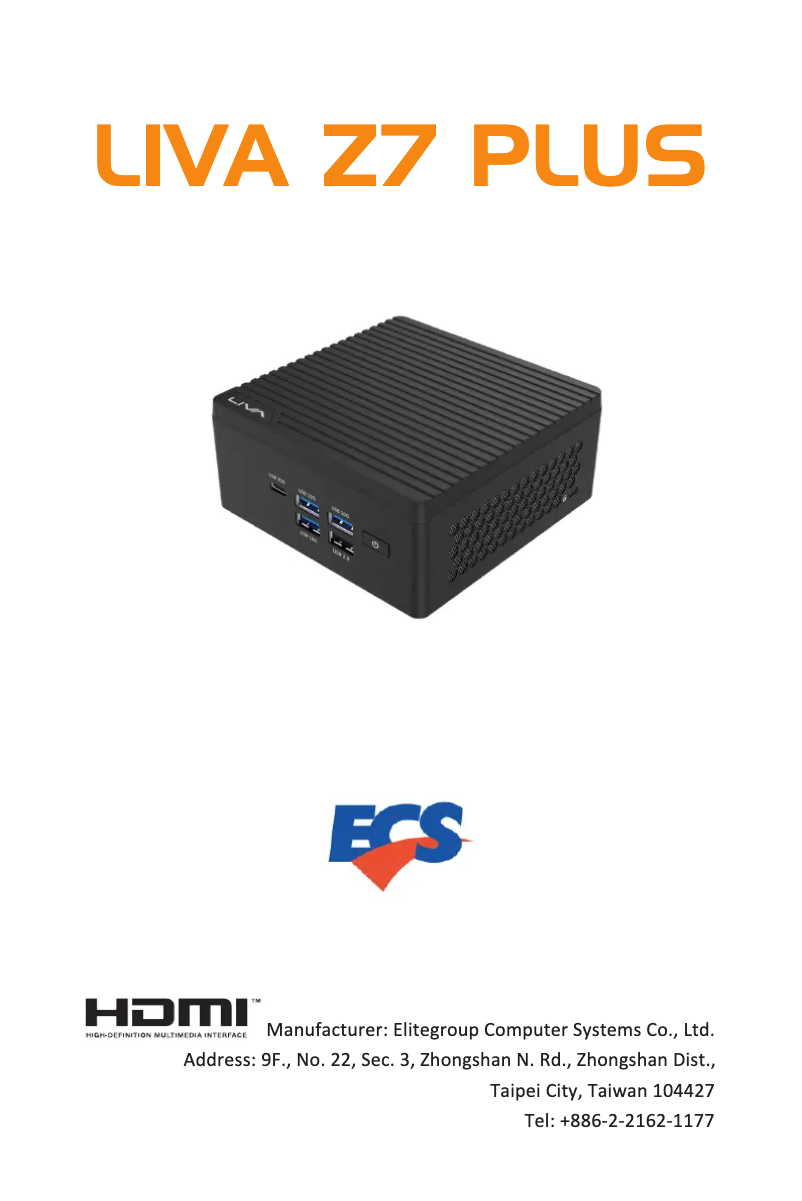 Image de la première page du manuel de l'appareil LIVA Z7 PLUS