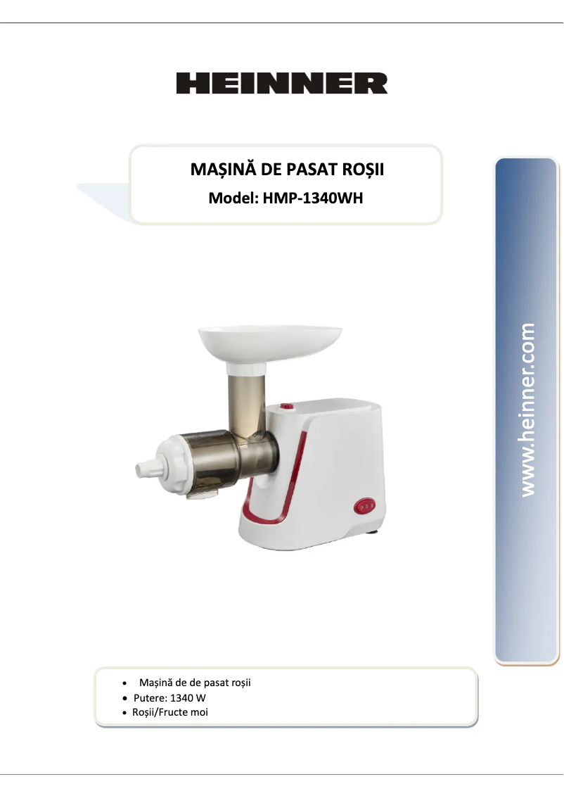 Page 1 de la notice Manuel utilisateur Heinner HMP-1340WH