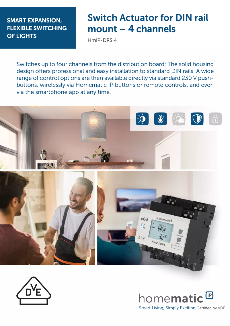 Page 1 de la notice Fiche technique Homematic IP HmIP-DRSI4