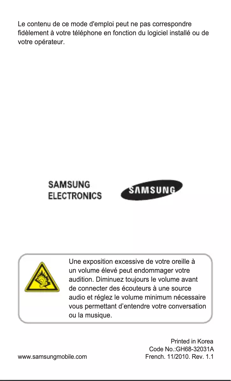 Page n°1 - Manuel utilisateur Samsung Monte Bar GT-C3200