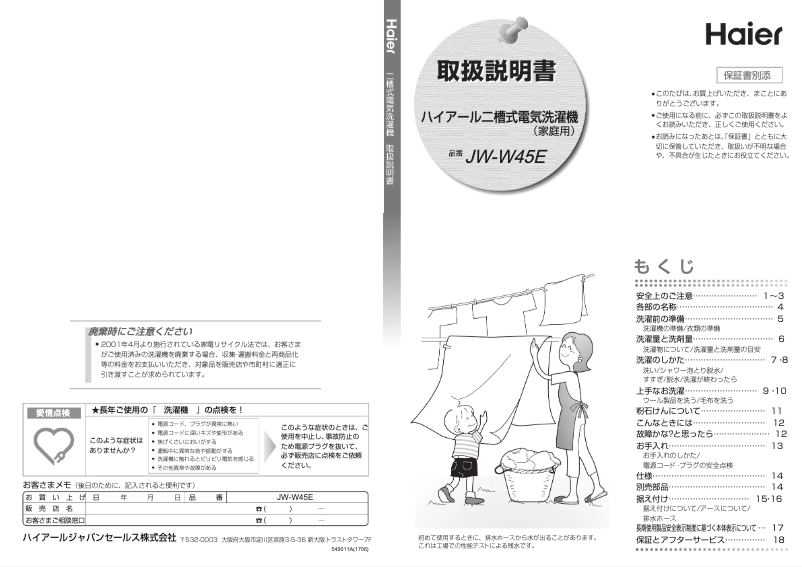 Image de la première page du manuel de l'appareil JW-W45E