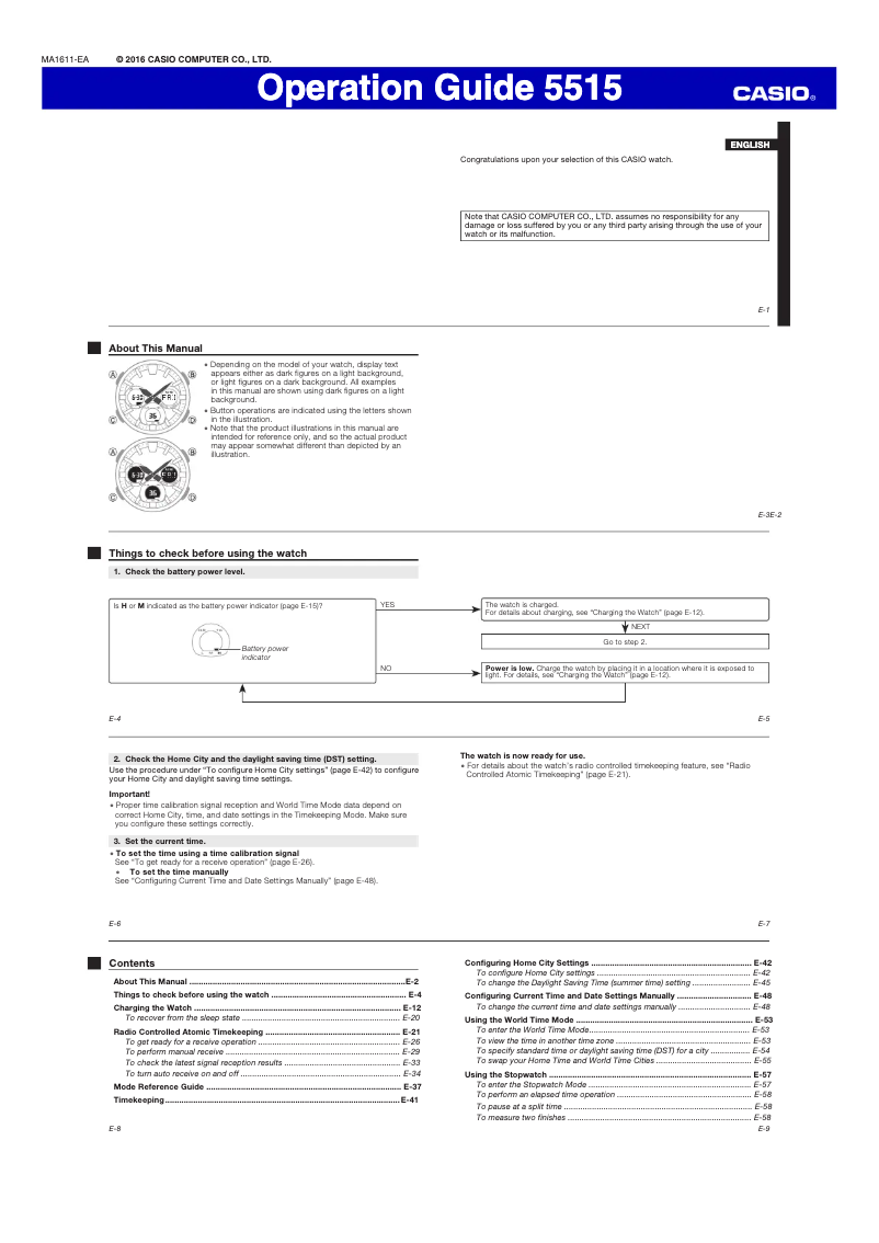 Page n°1 - Manuel utilisateur Casio G-Shock GST-W130C-1AER