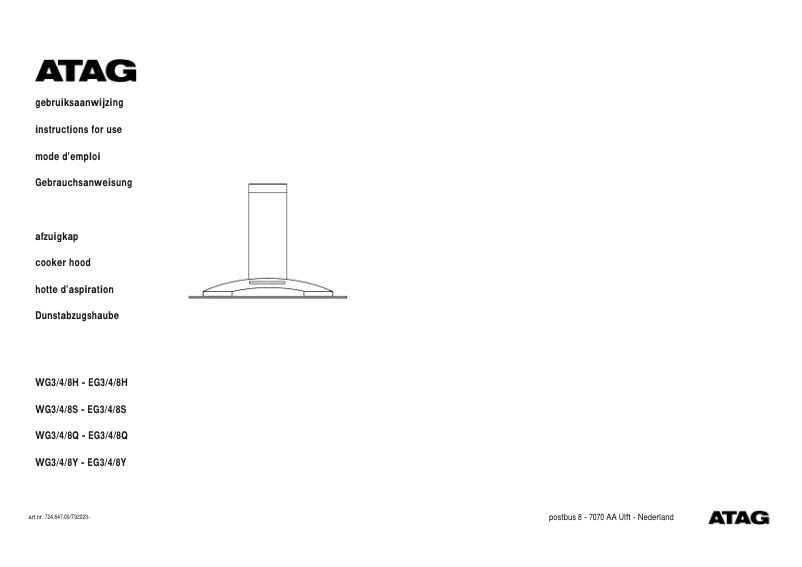 Page 1 de la notice Manuel utilisateur Atag EG811H5U
