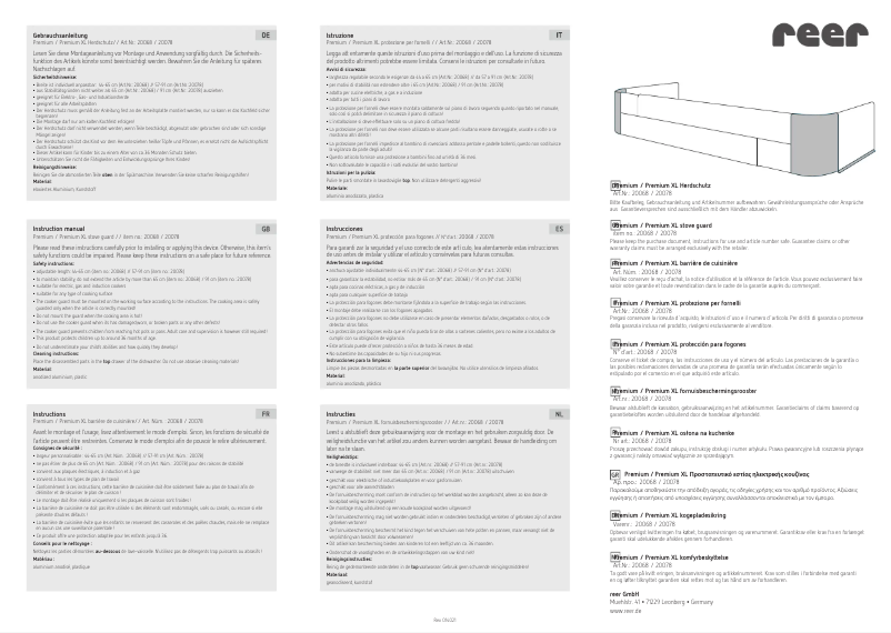 Page 1 de la notice Manuel utilisateur Reer Premium XL 20078