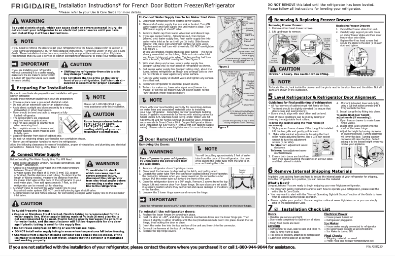 Page n°1 - Guide d'installation Frigidaire FGHD2368TD