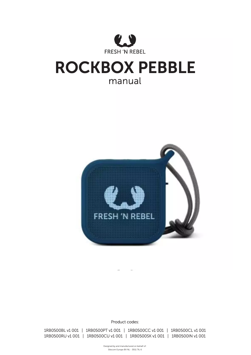Image de la première page du manuel de l'appareil Rockbox Pebble