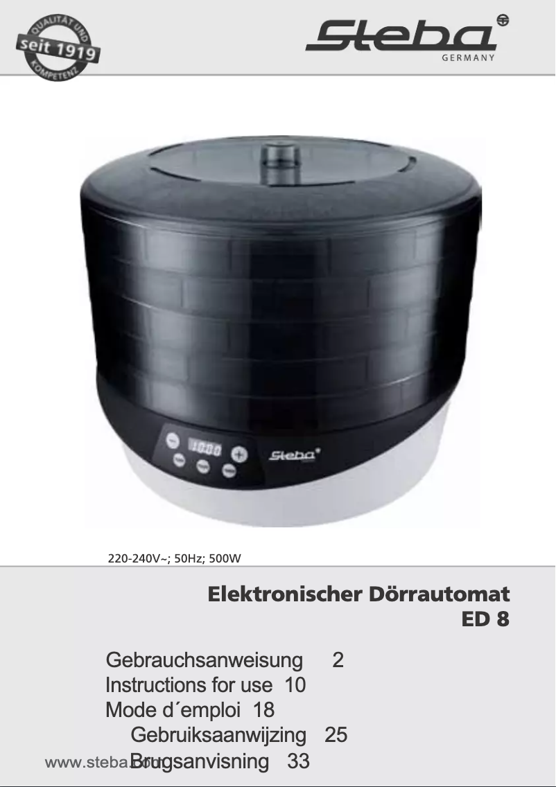 Page 1 de la notice Manuel utilisateur Steba ED 8