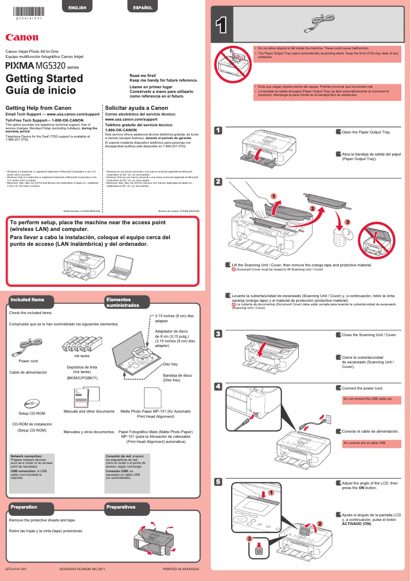 Page 1 de la notice Manuel utilisateur Canon Pixma MG5320