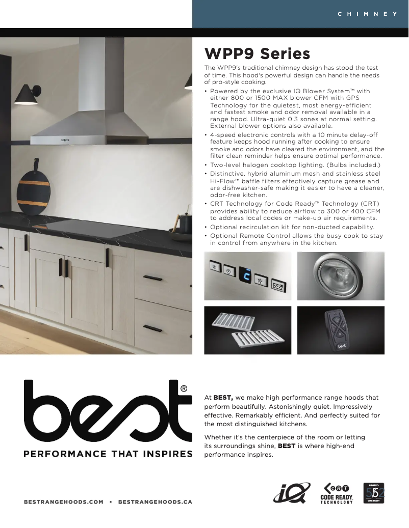 Page 1 de la notice Fiche technique Best Colonne WPP9IQ42SB