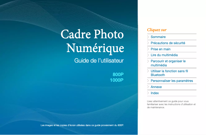 Page 1 de la notice Manuel utilisateur Samsung 800P