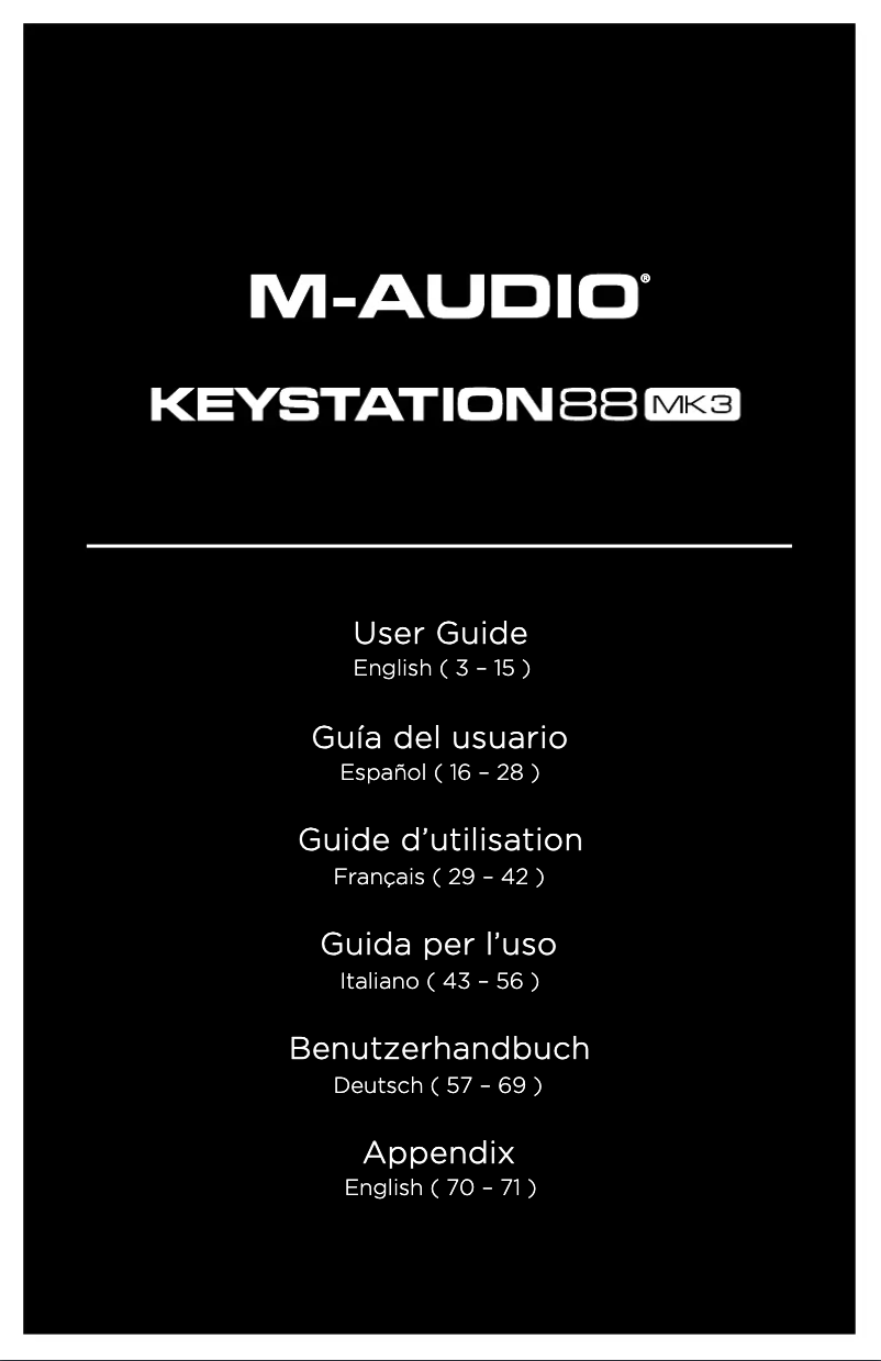Page 1 de la notice Manuel utilisateur M-Audio Keystation 88 MK3