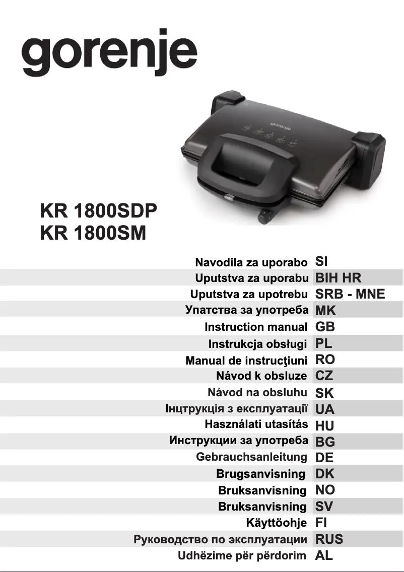 Page n°1 - Manuel utilisateur Gorenje KR1800SM