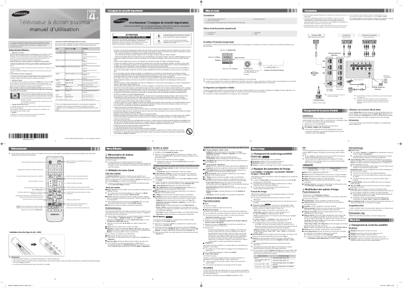 Page n°1 - Manuel utilisateur Samsung PS43F4000AR