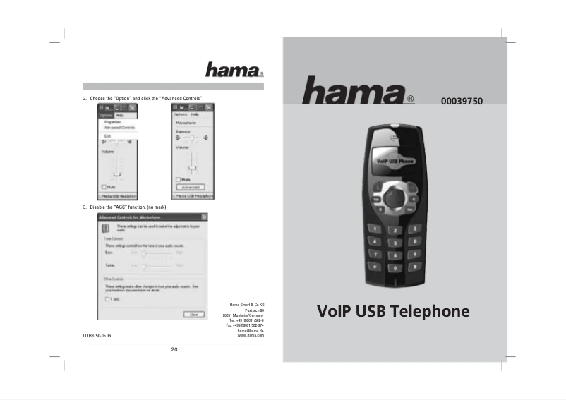 Página 1 del manual Manual de usuario Hama 39750 USB VOIP