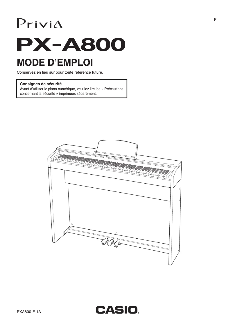 Image de la première page du manuel de l'appareil Privia PX-A800BN