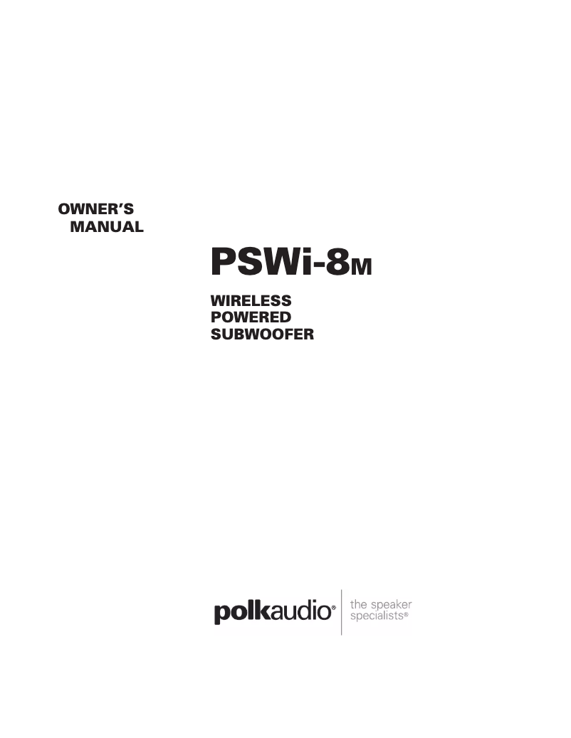 Page 1 de la notice Manuel utilisateur Polk PSWi-8M