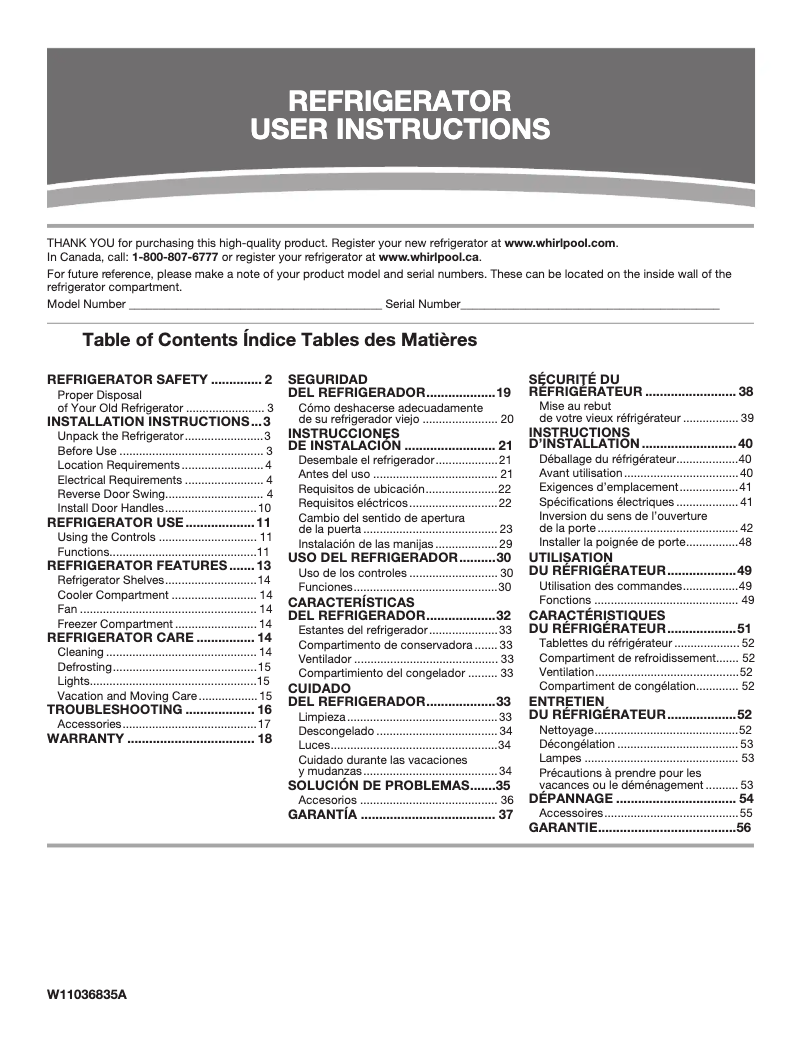 Page 1 of the manual User Manual Amana URB551WNGZ