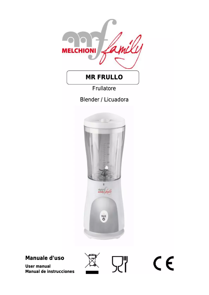 Page n°1 - Manuel utilisateur Melchioni Mr Frullo