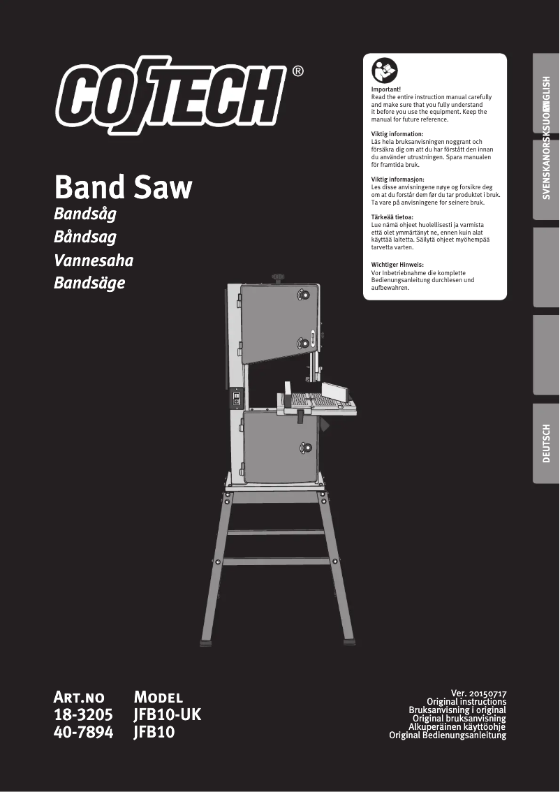 Page n°1 - Manuel utilisateur Cotech JFB10