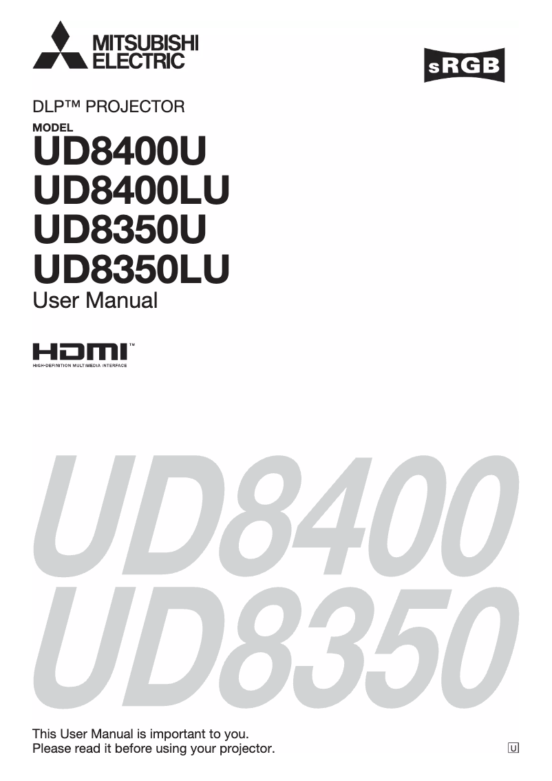 Page 1 de la notice Manuel utilisateur Mitsubishi UD8350U