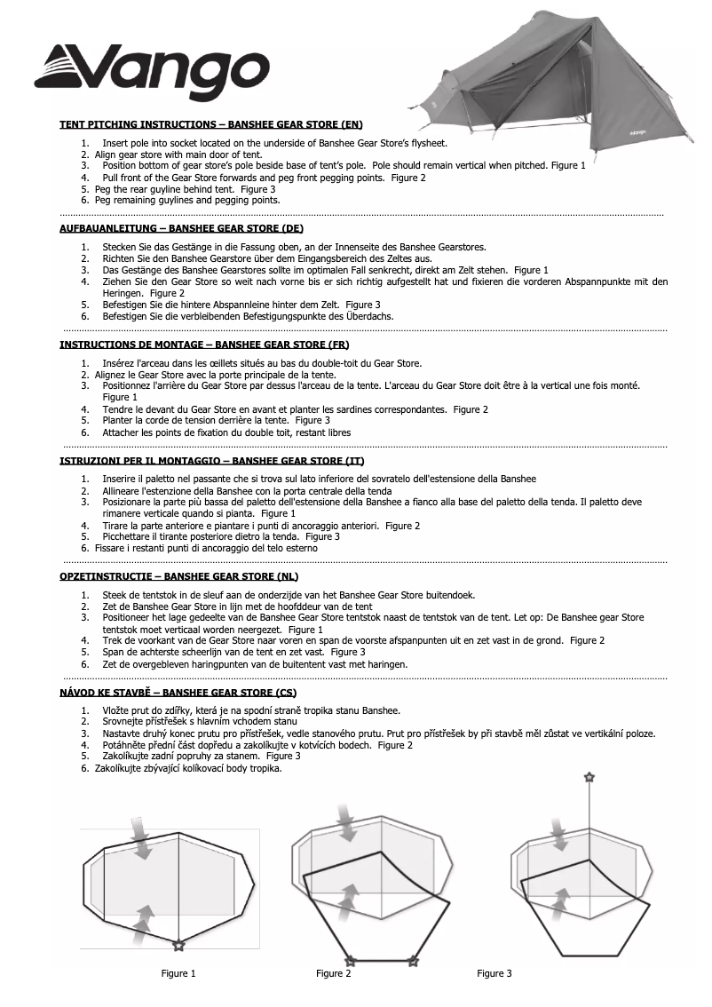 Page 1 de la notice Manuel utilisateur Vango Banshee Gear Store