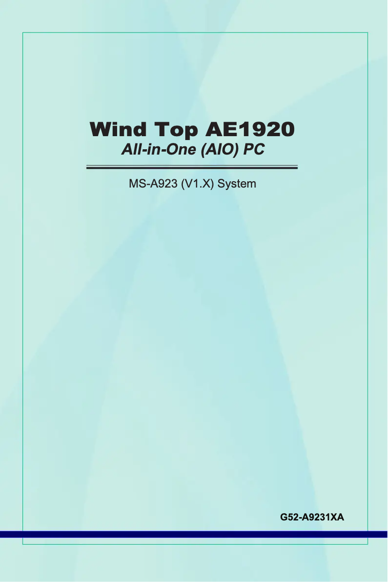 Image de la première page du manuel de l'appareil Wind Top AE1920