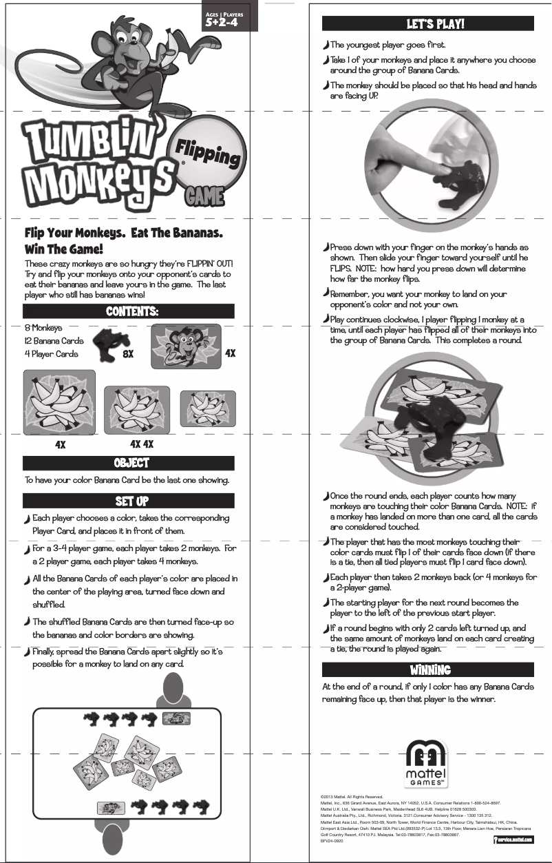 Page 1 de la notice Manuel utilisateur Mattel Tumblin Monkeys Flippin Out