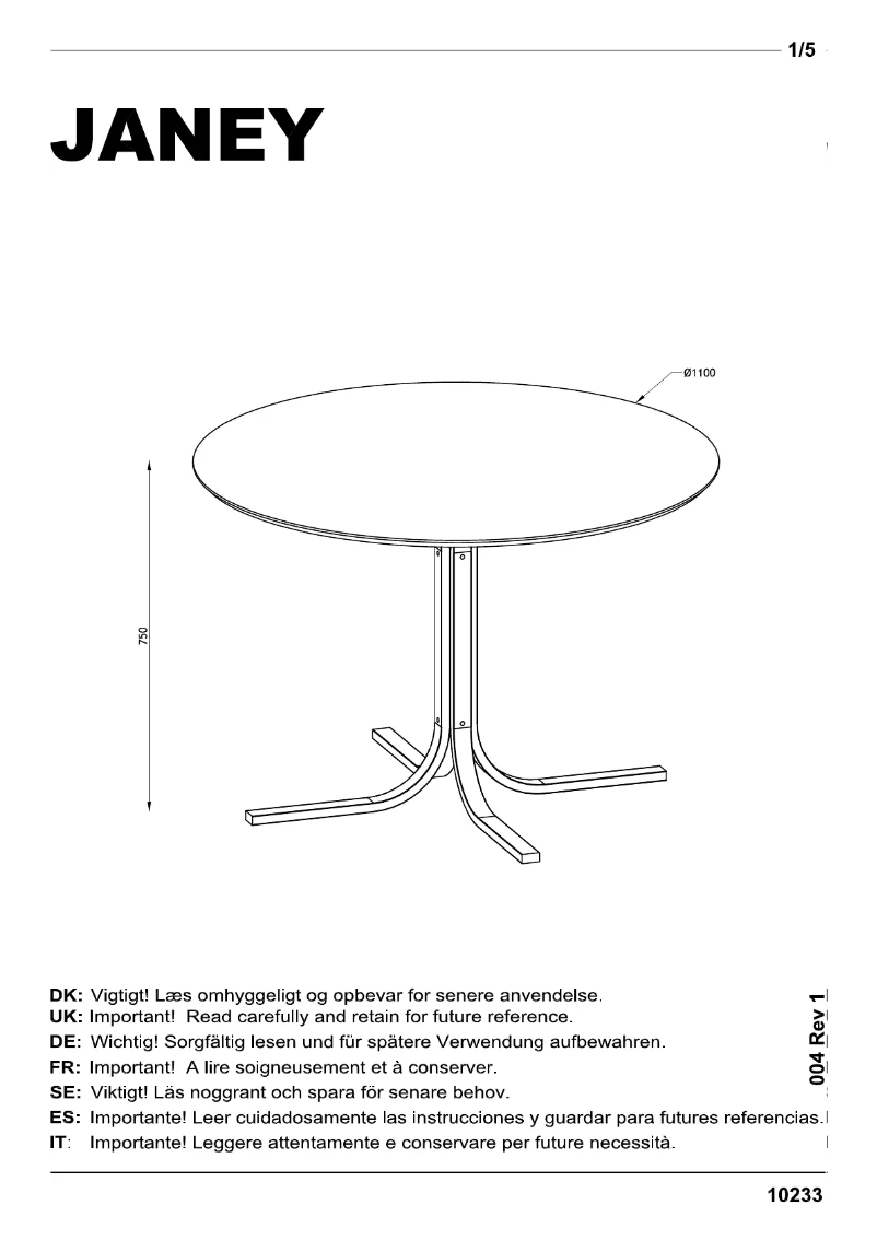 Page 1 de la notice Manuel utilisateur JYSK Bederslev