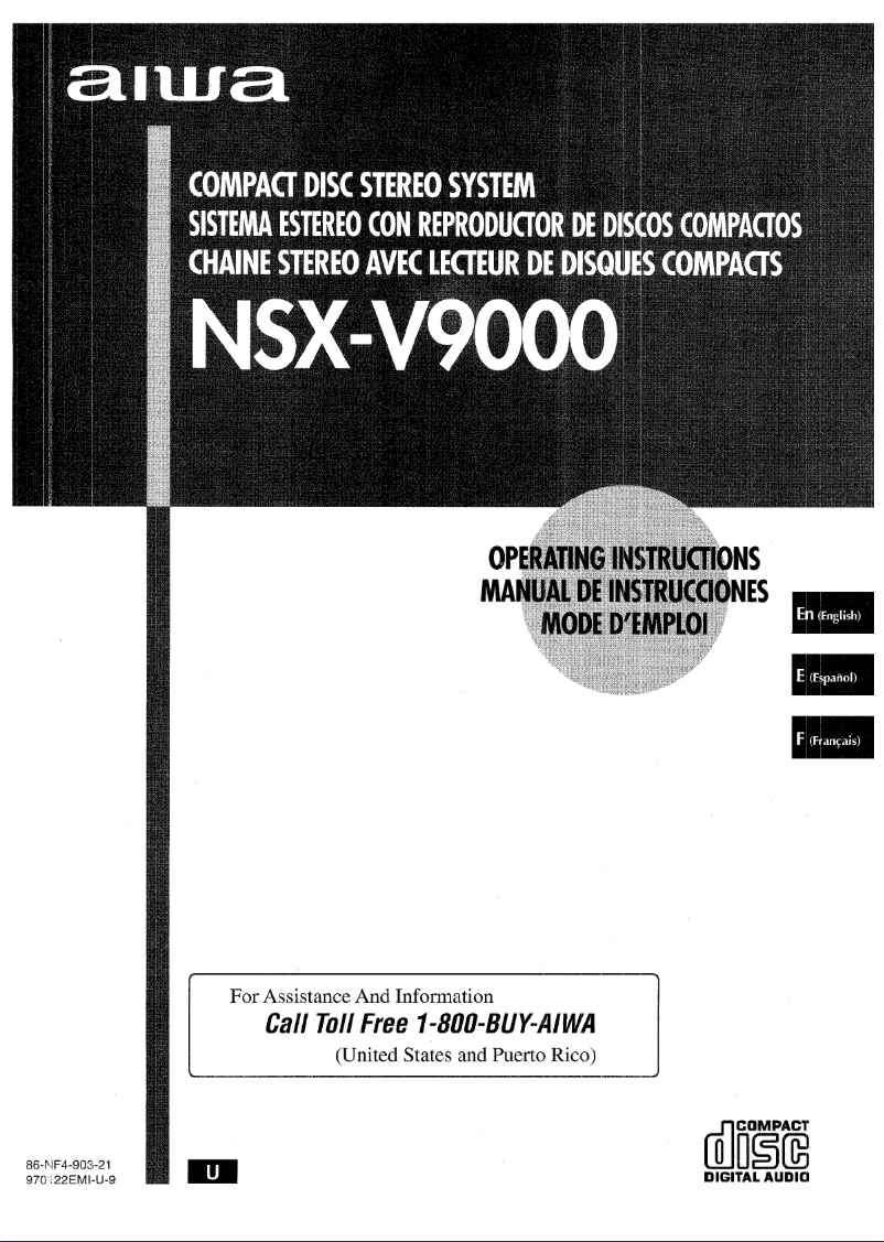 Page 1 de la notice Manuel utilisateur Aiwa NSX-V9000
