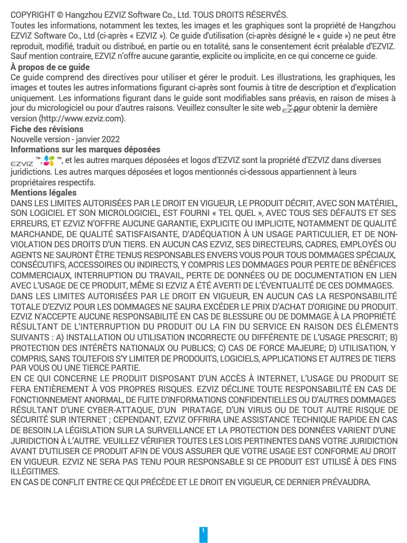 Page 1 de la notice Manuel utilisateur EZVIZ HB3