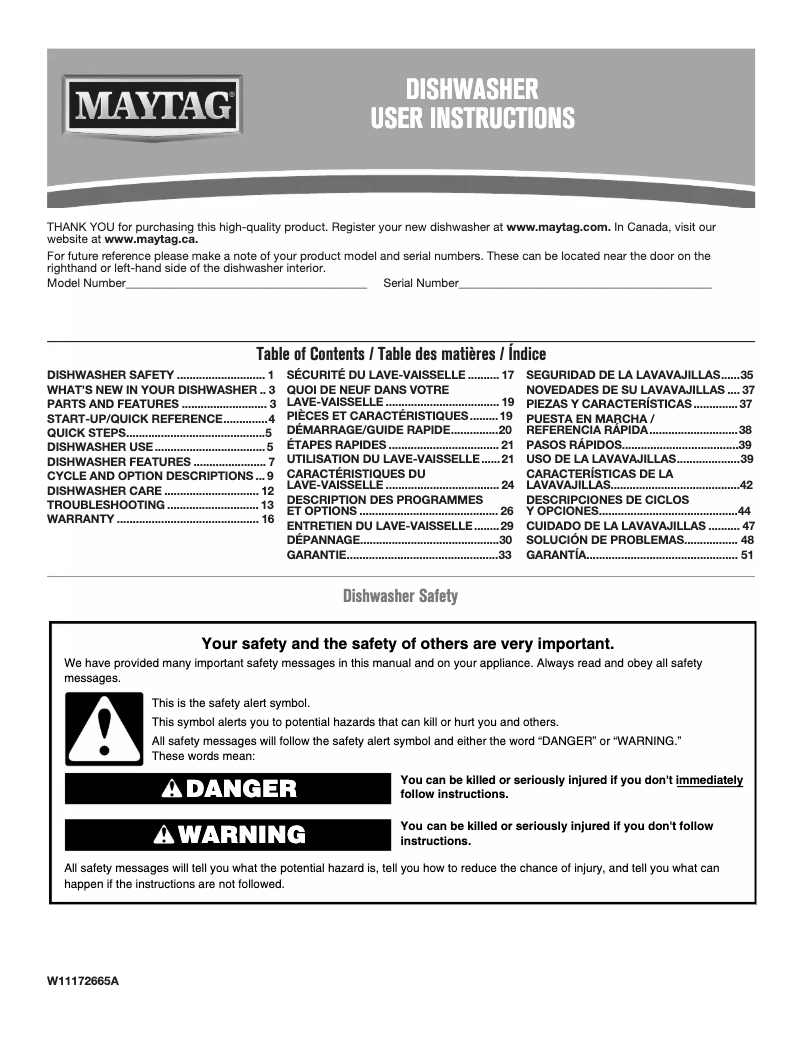 Page 1 de la notice Manuel utilisateur Maytag MDB7979SHZ