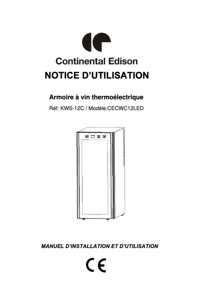 Page n°1 - Manuel utilisateur Continental Edison CECWC12LED