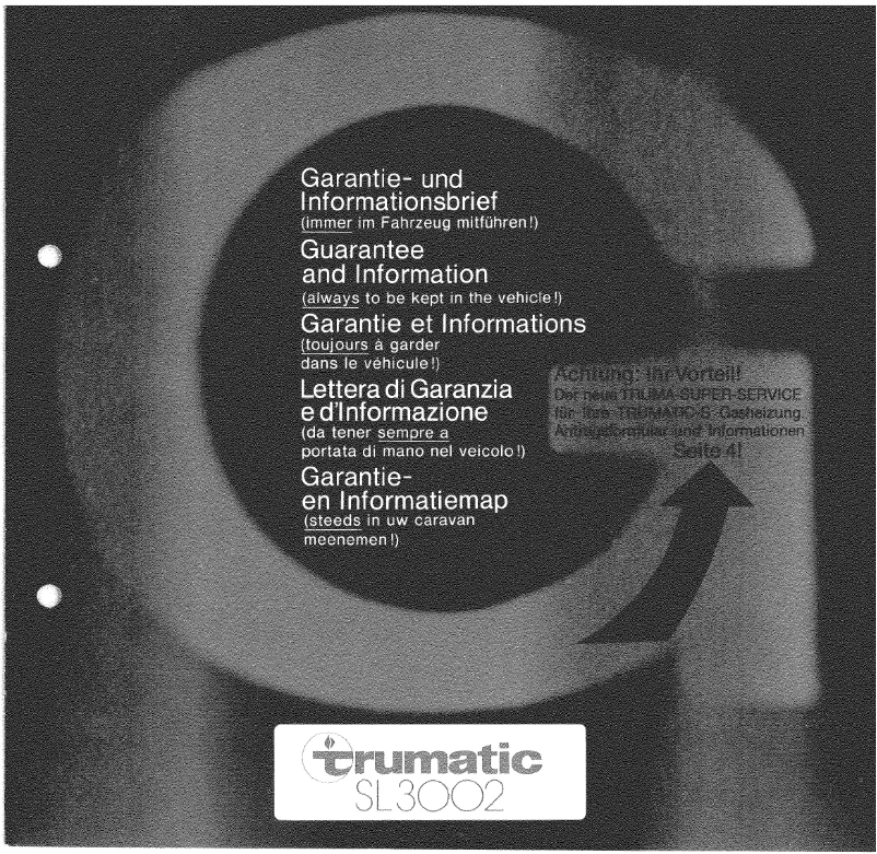 Page n°1 - Manuel utilisateur Trumatic SL 3002