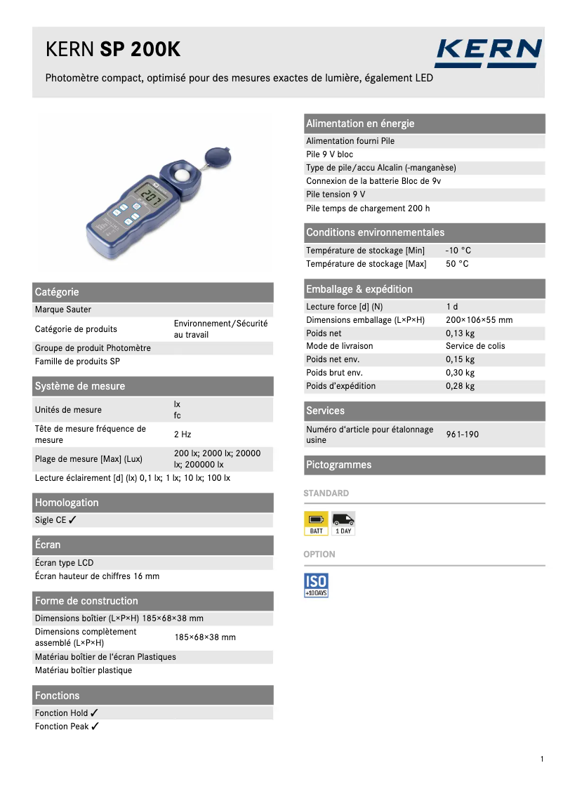 Imagen de la primera página del manual del dispositivo SP 200K