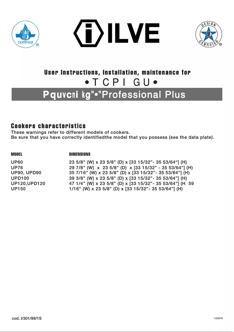 Page 1 de la notice Manuel utilisateur Avanti WCF282E3SD