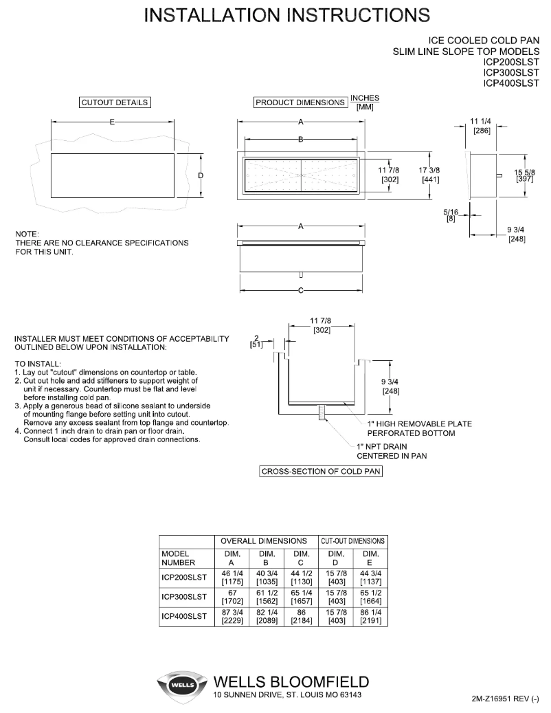 Page n°1 - Manuel utilisateur Wells ICP400SLST