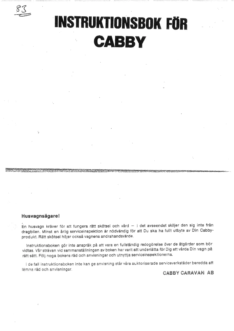 Page 1 de la notice Manuel utilisateur Cabby 1983
