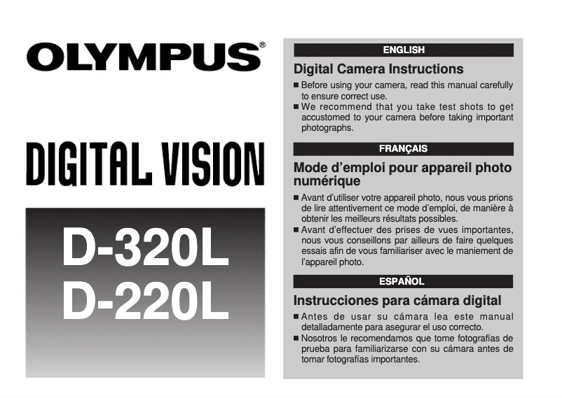 Page n°1 - Manuel utilisateur Olympus D-320L