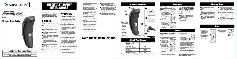 Page 1 de la notice Manuel utilisateur Remington F3790