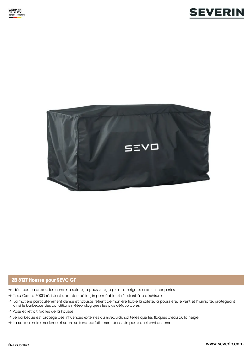 Page 1 de la notice Manuel utilisateur Severin ZB 8127