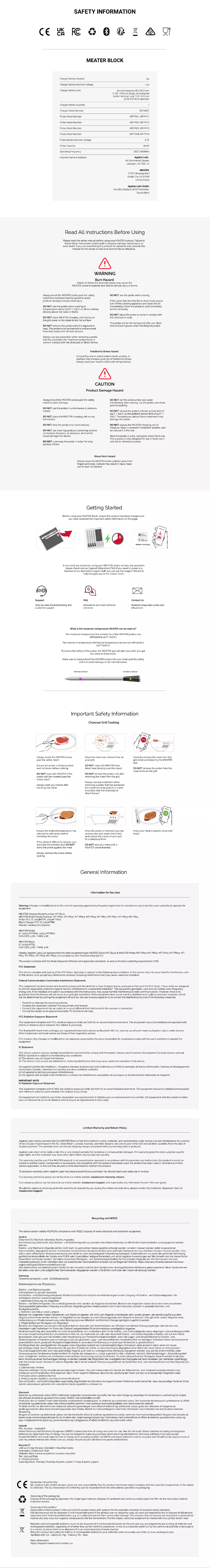 Page n°1 - Manuel utilisateur MEATER Plus