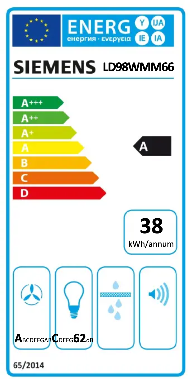 Page n°1 - Label énergétique Siemens LD98WMM66