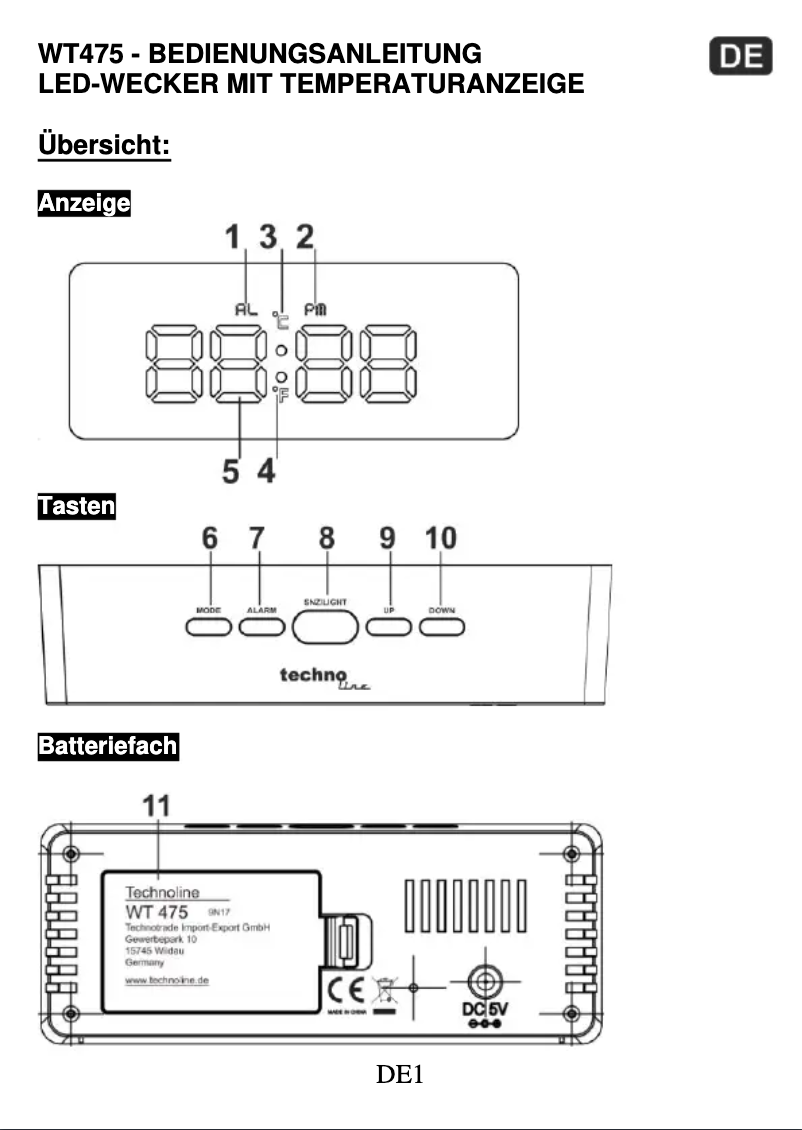 Image de la première page du manuel de l'appareil WT 475
