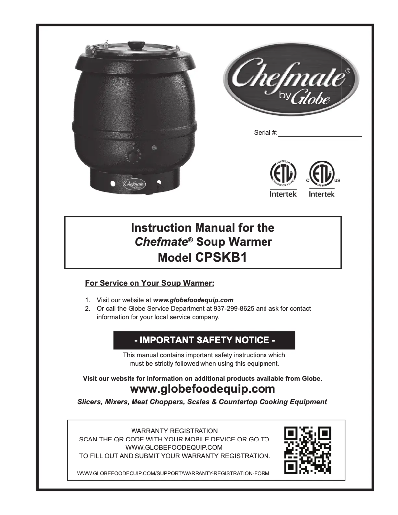 Page 1 de la notice Manuel utilisateur Globe CPSKB1