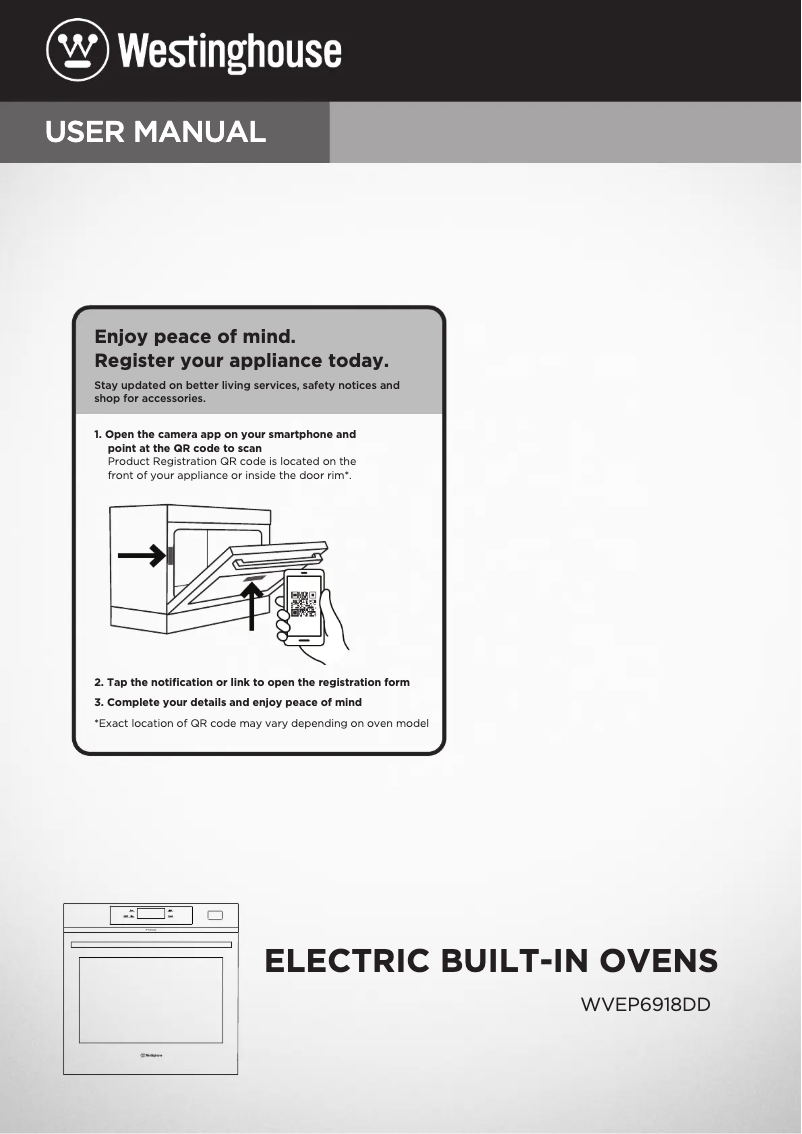Page 1 de la notice Manuel utilisateur Westinghouse WVEP6918DD