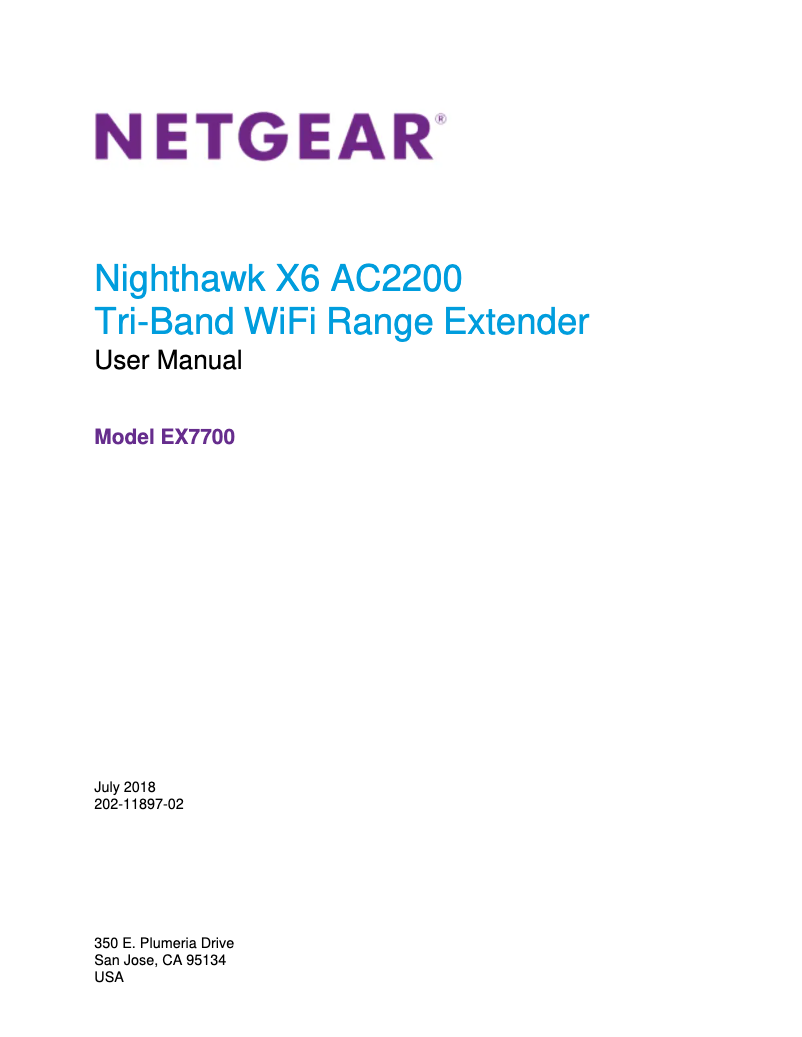 Page n°1 - Manuel utilisateur Netgear Nighthawk X6 EX7700