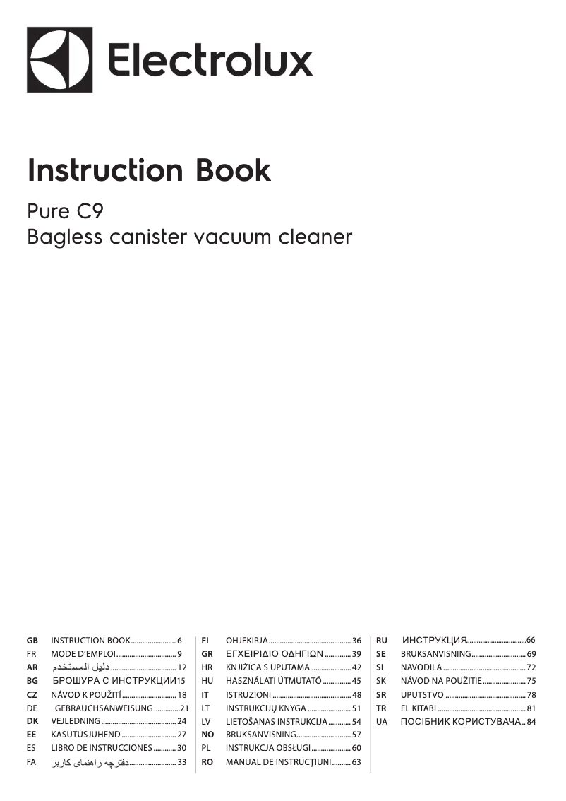 Page n°1 - Manuel utilisateur Electrolux PC91-6MB
